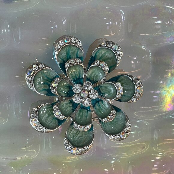 Pretty Mod Large Blue Crystal Peacock Fashion Brooch - Picture 14 of 16